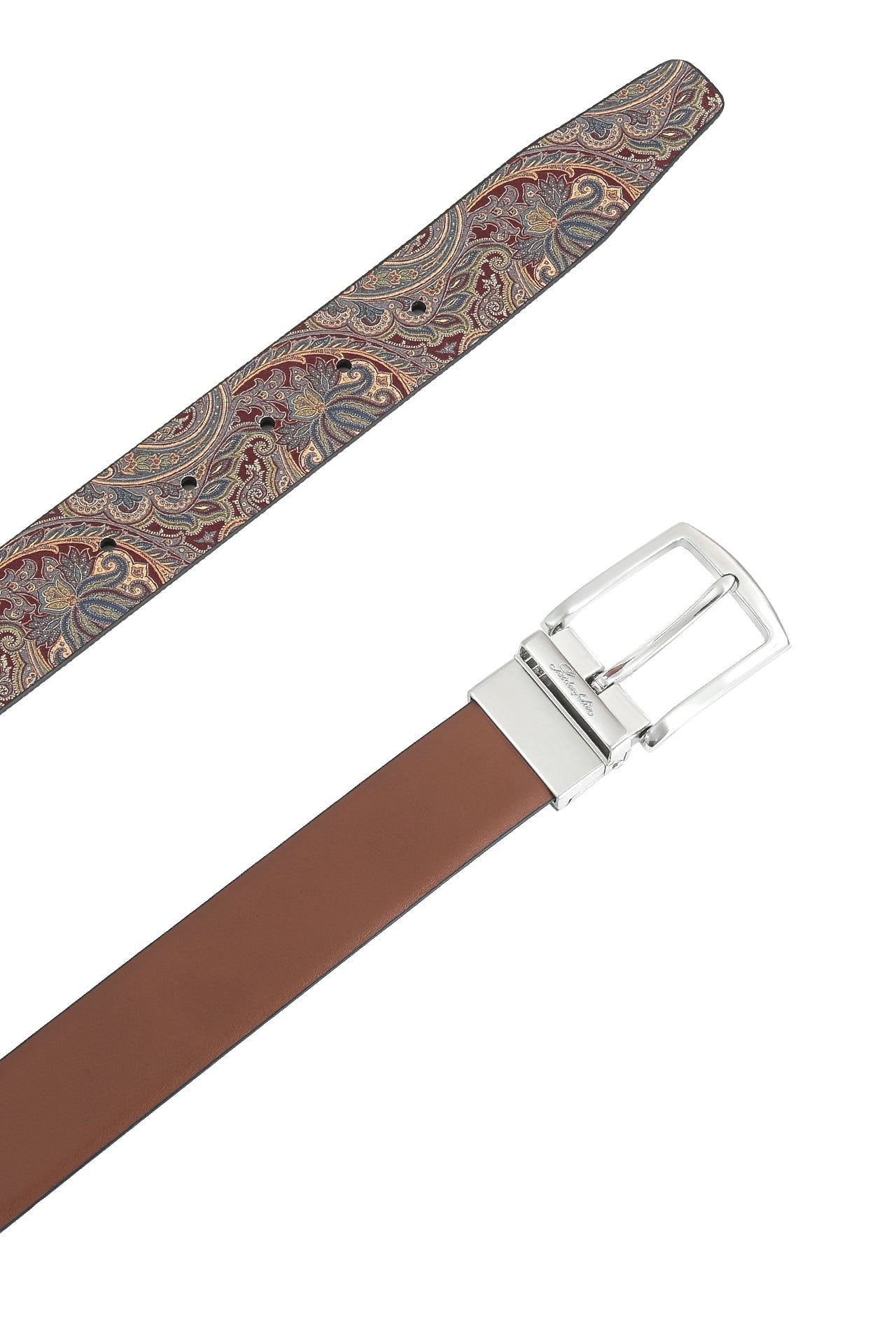 Se‪idenfalter Glattleder Wendegürtel - Gürtel geöffnet im Detail - Cognac