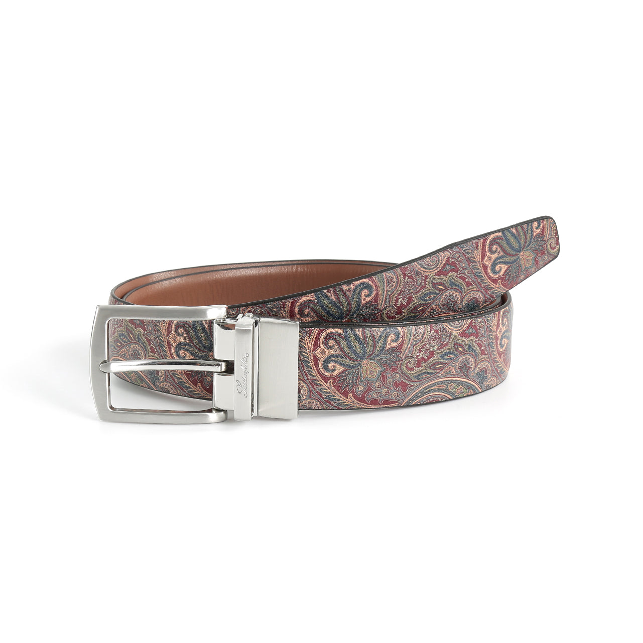 Se‪idenfalter Glattleder Wendegürtel - bedruckte Rückseite - Cognac