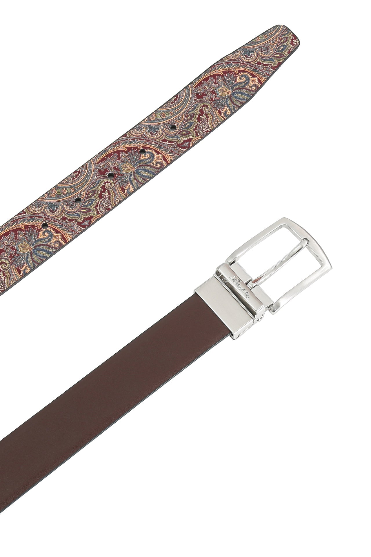 Se‪idenfalter Glattleder Wendegürtel - Gürtel geöffnet im Detail - Dunkelbraun