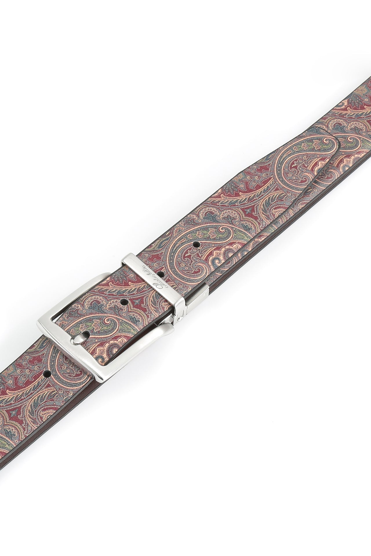 Se‪idenfalter Glattleder Wendegürtel - bedruckte Rückseite - Gürtel geschlossen im Detail - Dunkelbraun