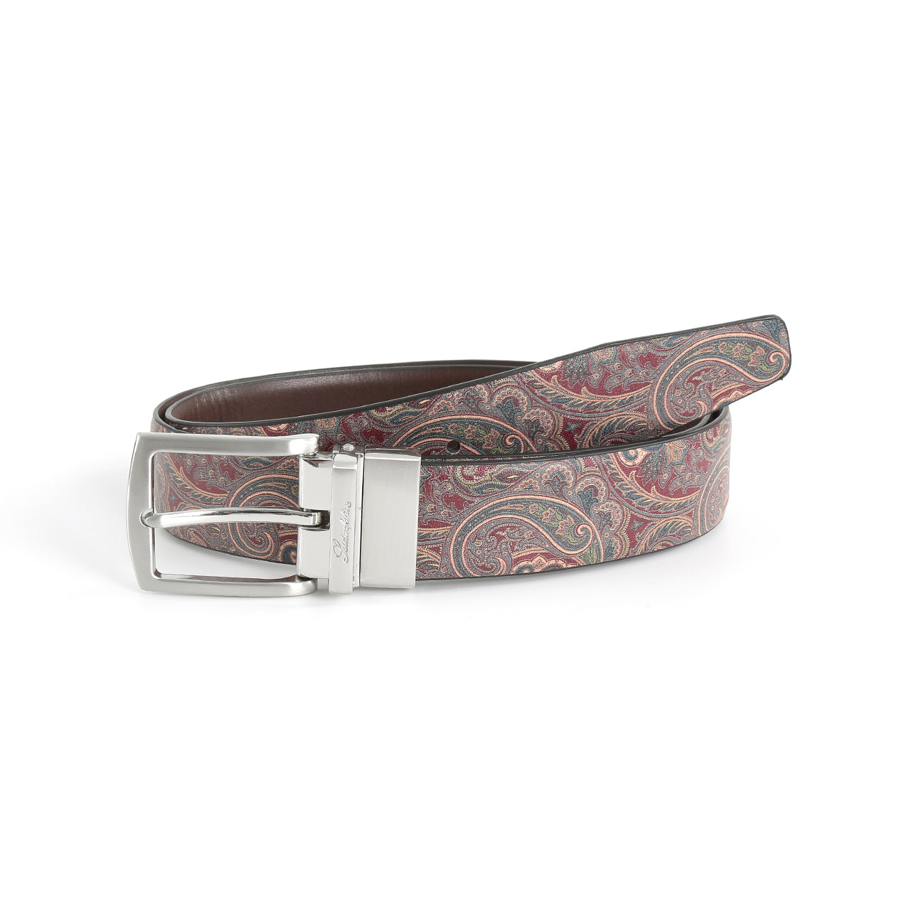 Se‪idenfalter Glattleder Wendegürtel - bedruckte Rückseite - Dunkelbraun