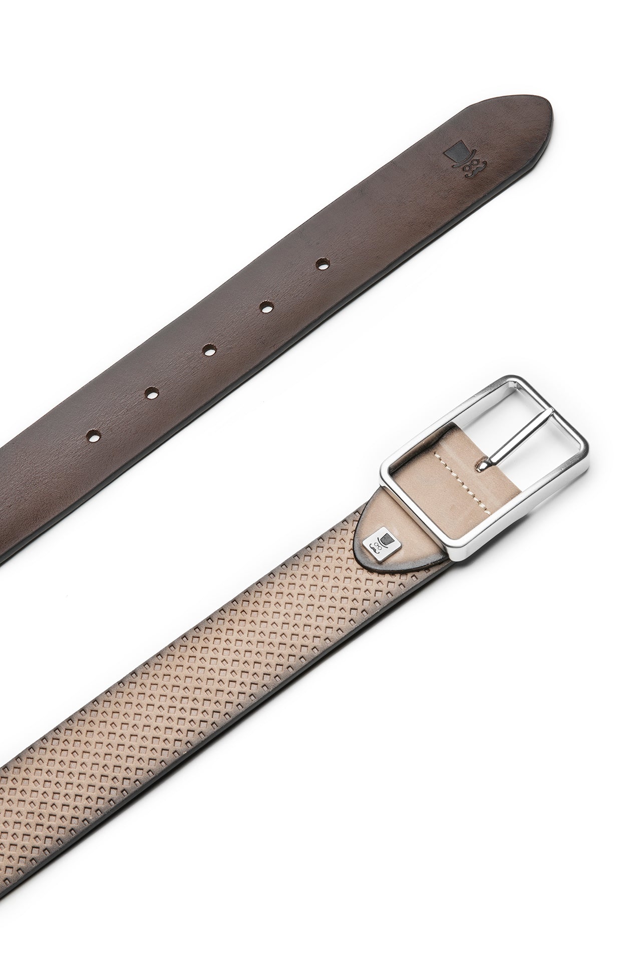 Lederwendegürtel Struktur - Taupe