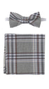 Prince Bowtie Kids Set - Schleife + Einstecktuch - Grau/Blau