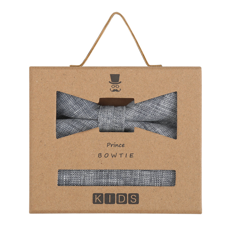 Prince Bowtie Kids Set - Schleife + Einstecktuch - Box - Blau