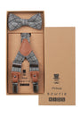 Prince Bowtie Kids Set - Hosenträger + Fliege - Karomuster - Box - Grau