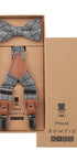 Prince Bowtie Kids Set - Hosenträger + Fliege - Karomuster - Box - Grau