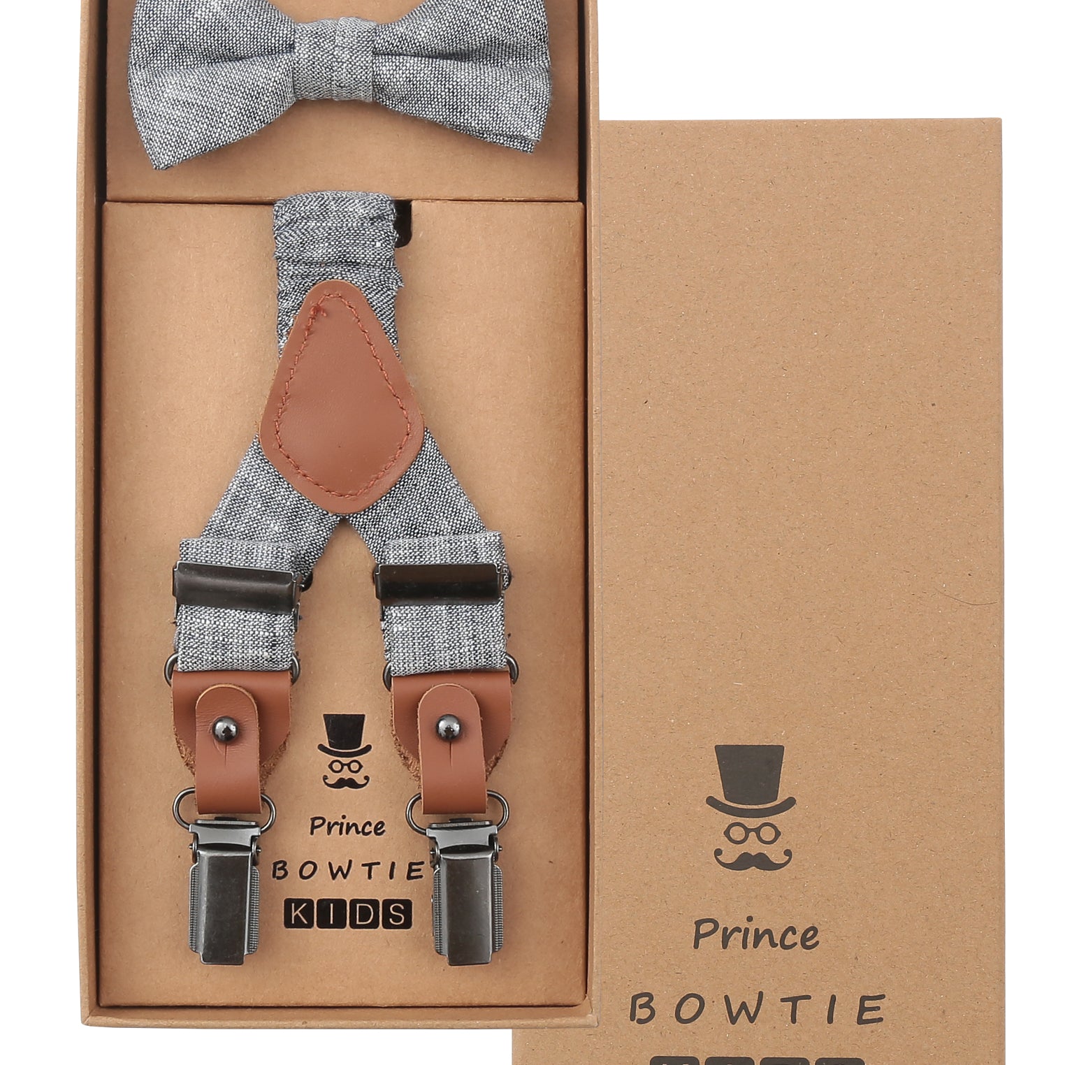Prince Bowtie Kids Set - Hosenträger + Fliege - Box - Blau