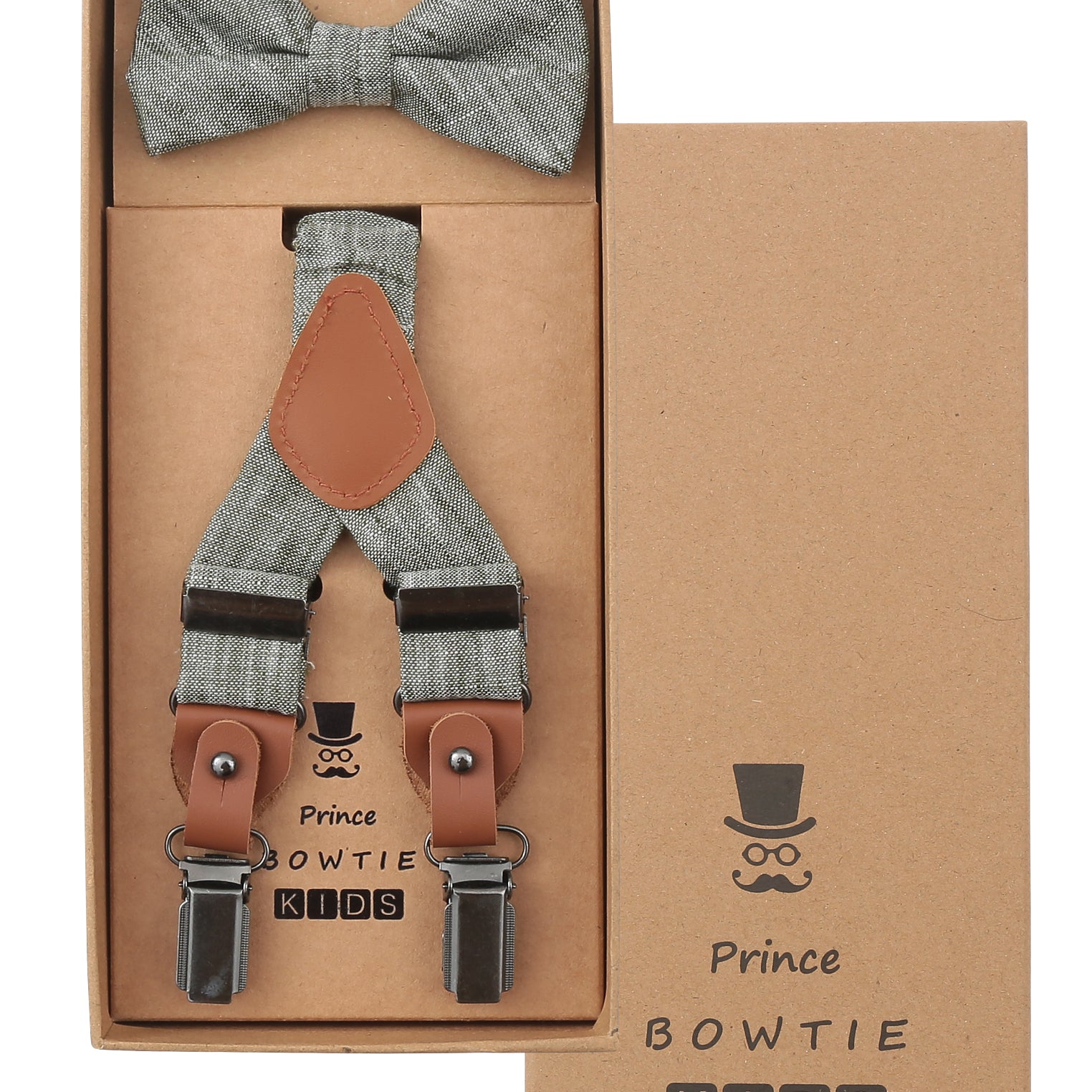 Prince Bowtie Kids Set - Hosenträger + Fliege - Box - Mint/Grün