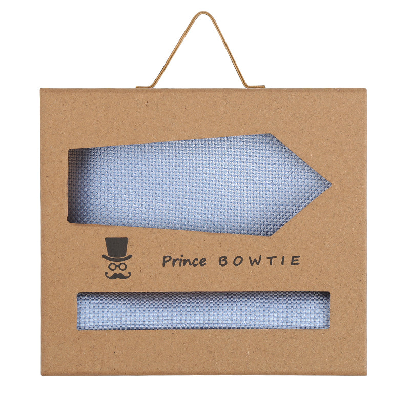 Prince Bowtie Set Krawatte + Einstecktuch im Micro-Design - Box - Hellblau