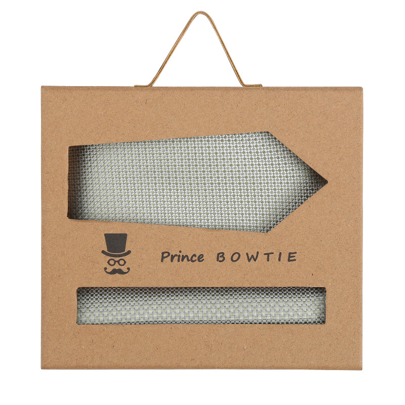 Prince Bowtie Set Krawatte + Einstecktuch im Micro-Design - Box - Mint