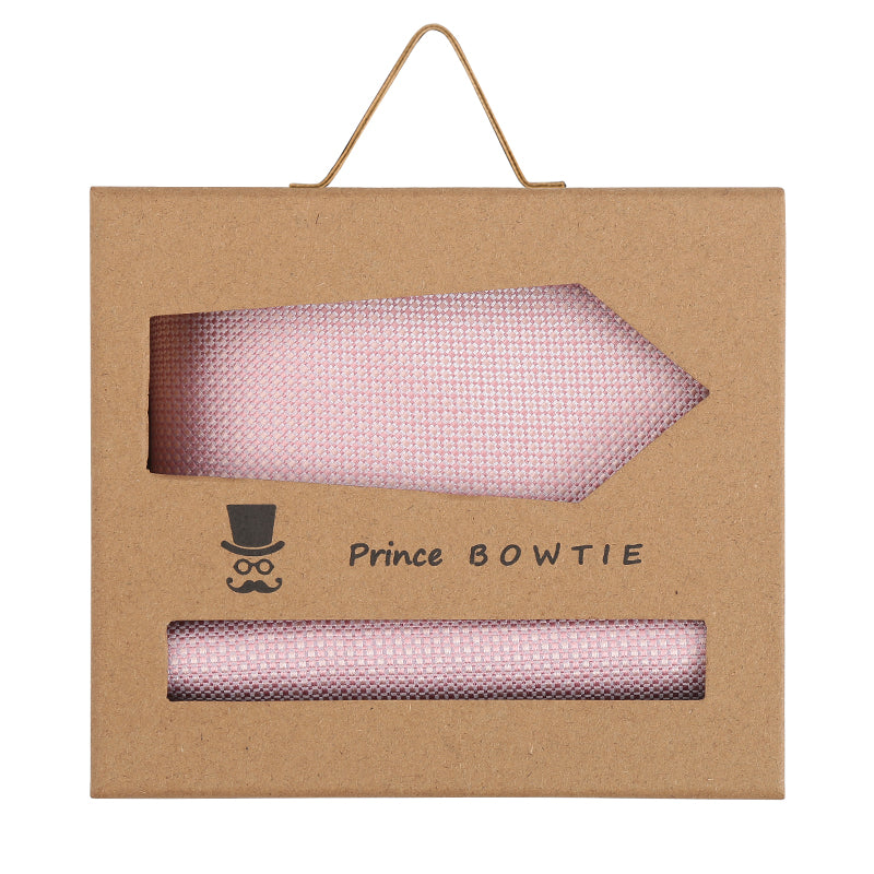 Prince Bowtie Set Krawatte + Einstecktuch im Micro-Design - Box - Rosa