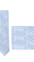 Prince Bowtie Set Krawatte + Einstecktuch im Paisley-Design - Hellblau