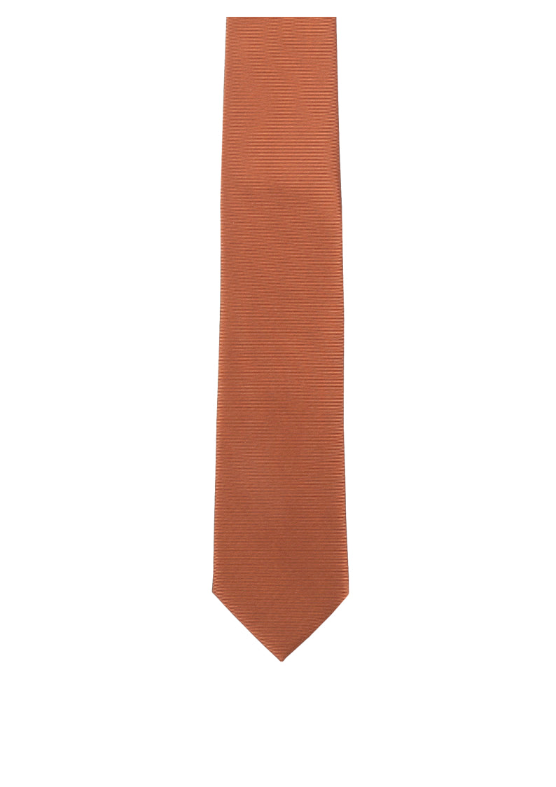 Seidenfalter Basic Uni Krawatte - 7 cm - Vorderseite der Krawatte - Cognac