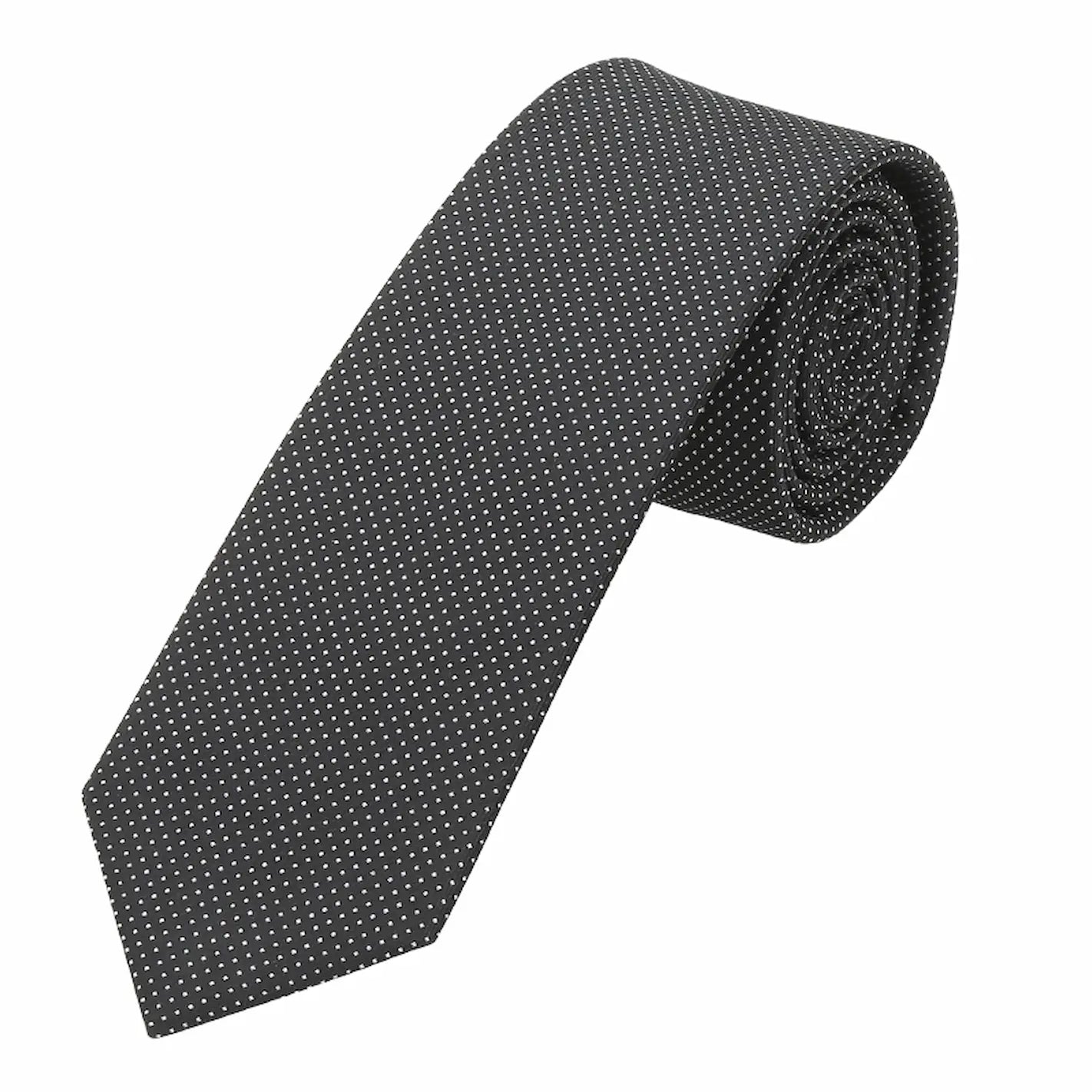 Basic Picoté Krawatte - 6 cm - Schwarz