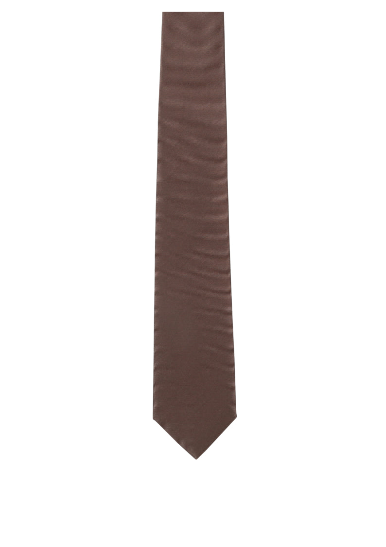 Seidenfalter Basic Uni Krawatte - 6 cm - Vorderseite der Krawatte - Mittelbraun