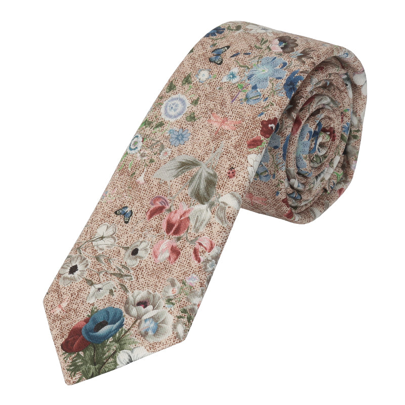 Prince Bowtie Krawatte mit floralem Druck - Design und Farbe der Krawatte - Beige