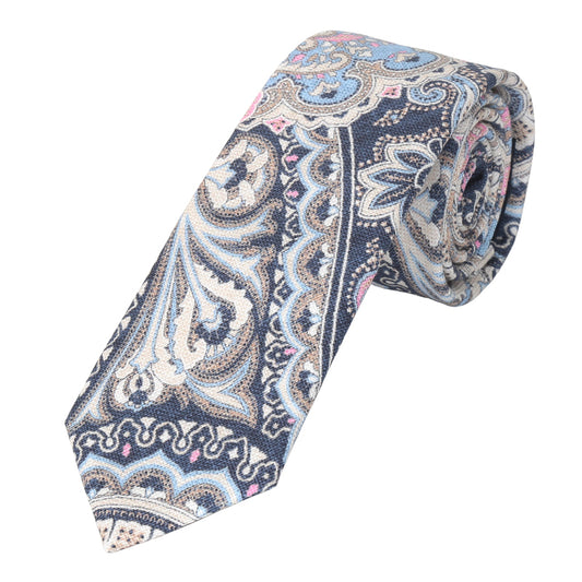 Krawatte Paisley - 6cm - Dunkelblau