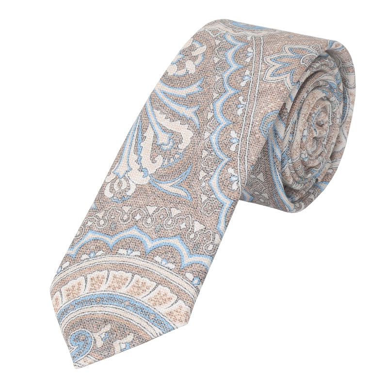 Prince Bowtie Krawatte Paisley - Design und Farbe der Krawatte - Hellbeige