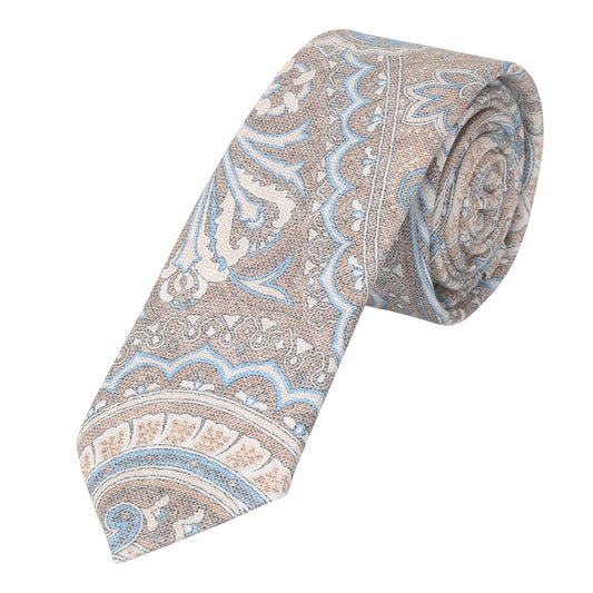 Krawatte Paisley - 6cm - Hellbeige