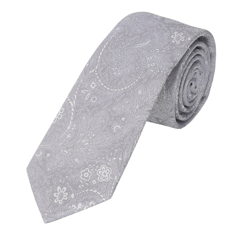 Prince Bowtie Krawatte Paisley - 100% Seide - Design und Farbe der Krawatte - Hellgrau