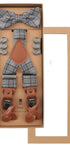 Prince Bowtie Hosenträger Set mit Fliege in elegantem Karodesign - Box - Grau