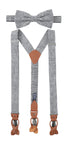 Prince Bowtie Hosenträger Set im sportiven Leinenlook - Grau