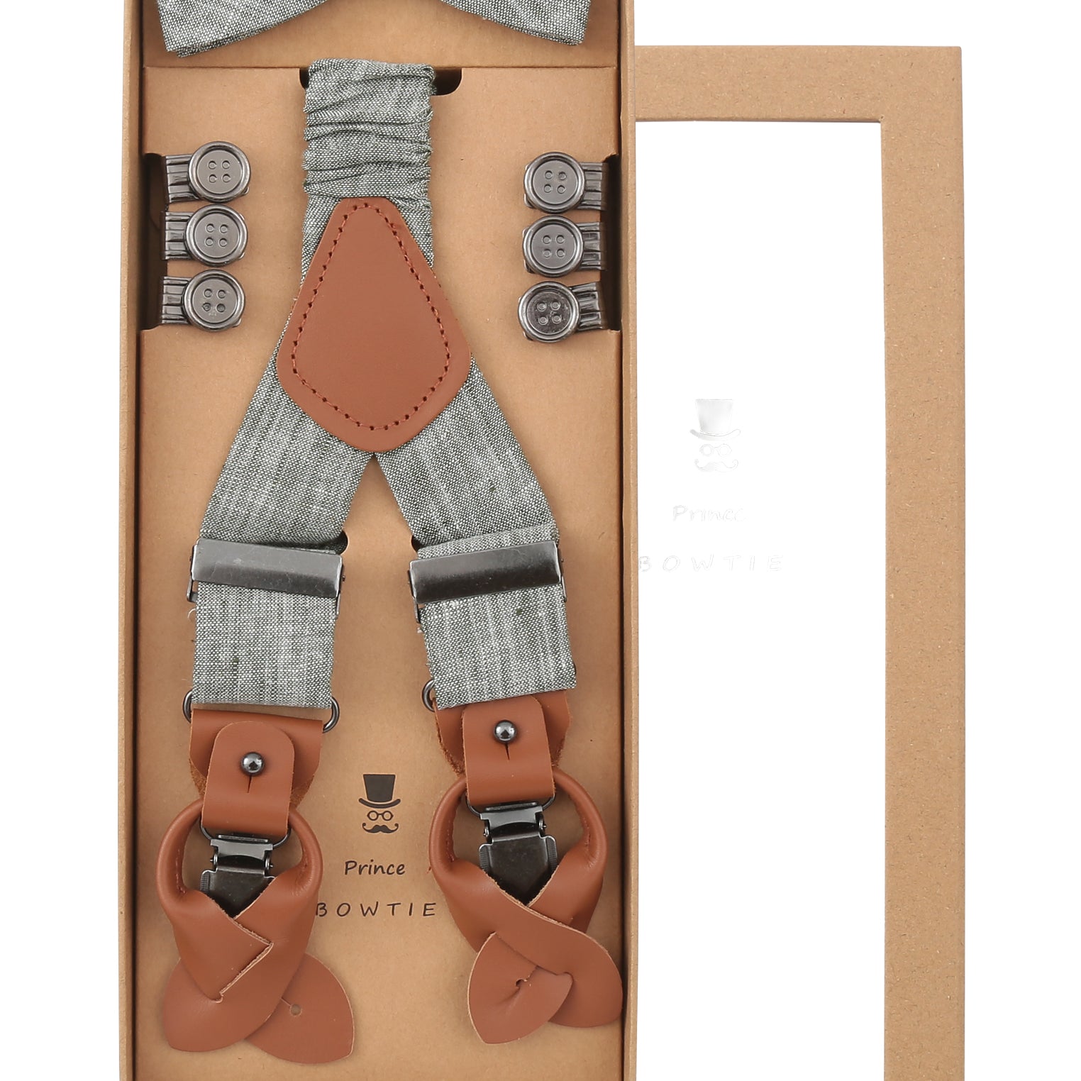 Prince Bowtie Hosenträger Set im sportiven Leinenlook - Box - Mint
