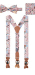 Prince Bowtie Hosenträger Set im Floral-Design inkl. Einstecktuch - Rot