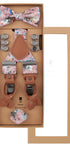 Prince Bowtie Hosenträger Set im Floral-Design inkl. Einstecktuch - Box - Rot
