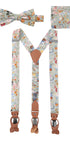 Prince Bowtie Hosenträger Set im Floral-Design inkl. Einstecktuch - Mint