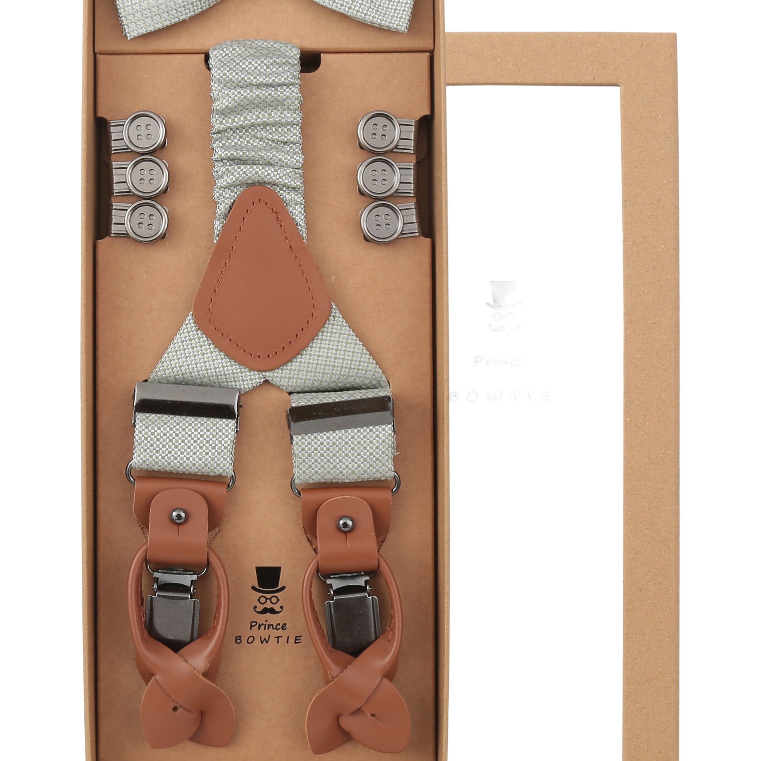 Prince Bowtie Hosenträger Set aus 100% Seide - Box - Mint