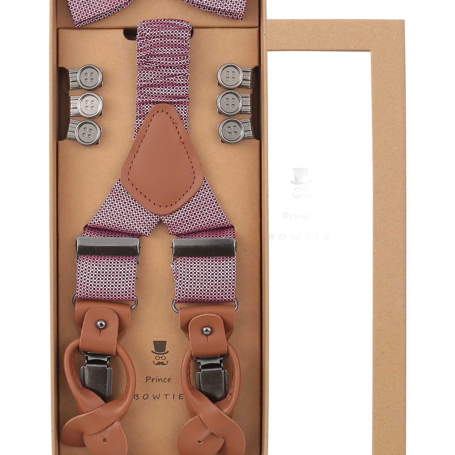 Prince Bowtie Hosenträger Set aus 100% Seide - Box - Rot