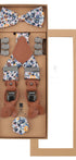 Prince Bowtie Hosenträger Set im Flower-Design inkl. Einstecktuch - Box - Blau