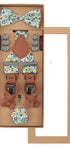 Prince Bowtie Hosenträger Set im Flower-Design inkl. Einstecktuch - Box - Mint