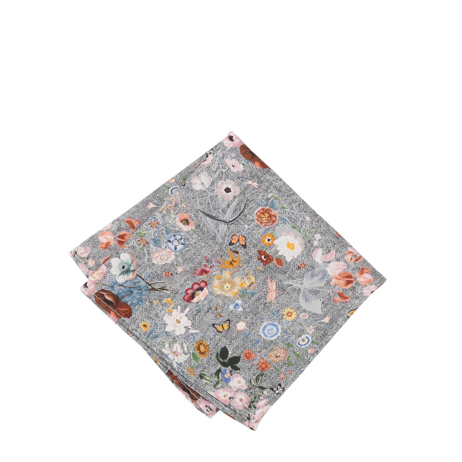 Prince Bowtie Einstecktuch mit floralem Druck - Einstecktuch gefaltet - Grau