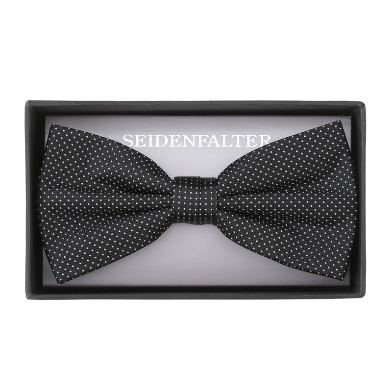 Seidenfalter Basic Picoté Fliege - XXL Übergröße - Box - Schwarz