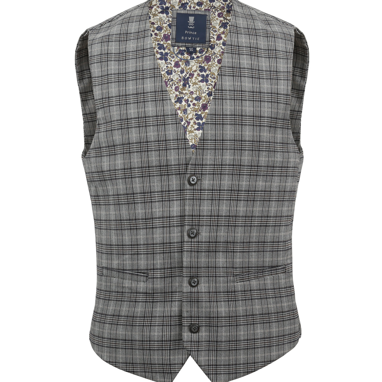 Prince Bowtie Anzugweste im genialen Karo - Beige/Grau