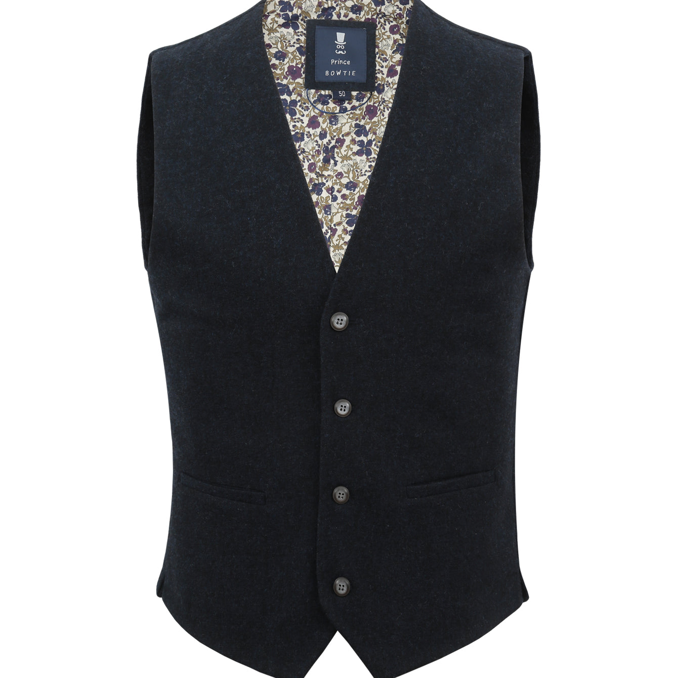 Prince Bowtie Anzugweste in Wolloptik - Marine
