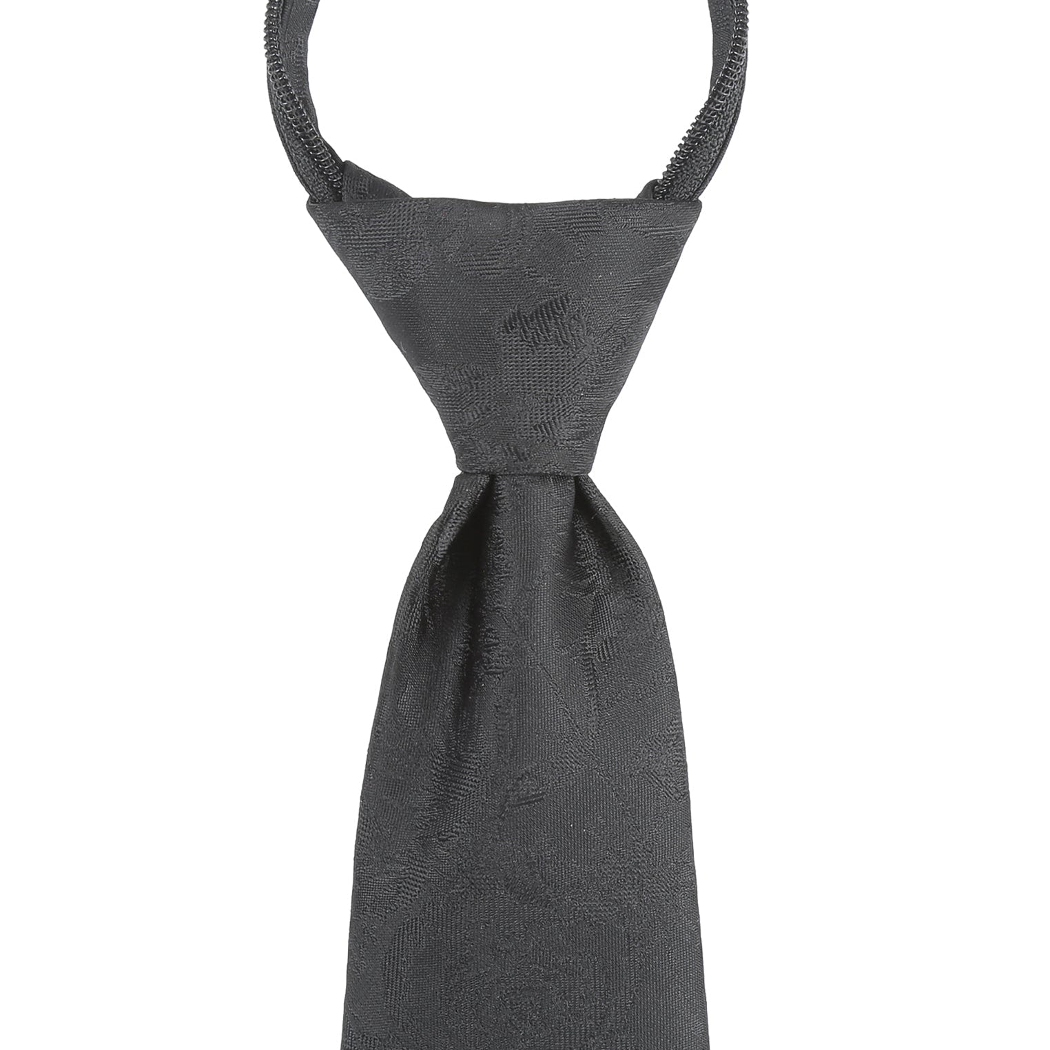 Seidenfalter Zip Trauerkrawatte - 7 cm - vorgebundener Knoten - Flower Schwarz