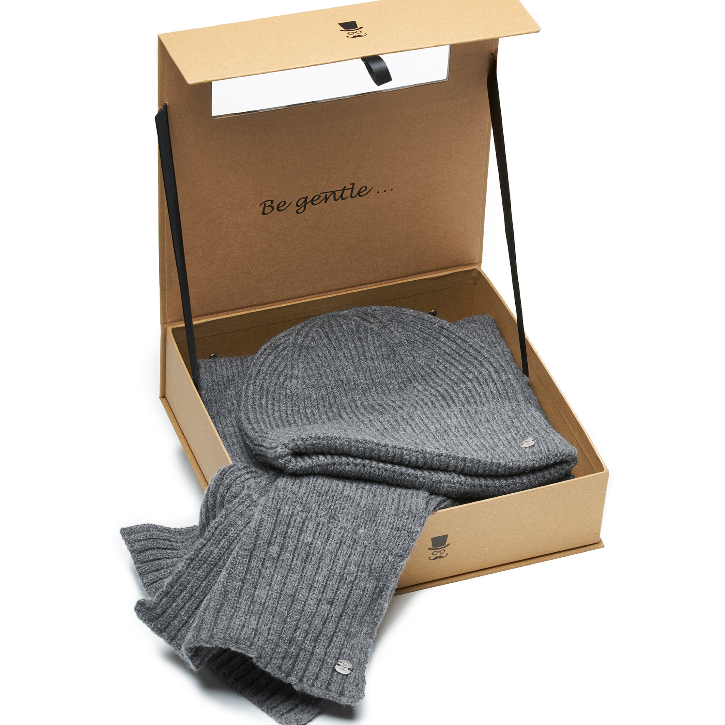 Prince Bowtie Set Schal + Mütze - Box - Grau