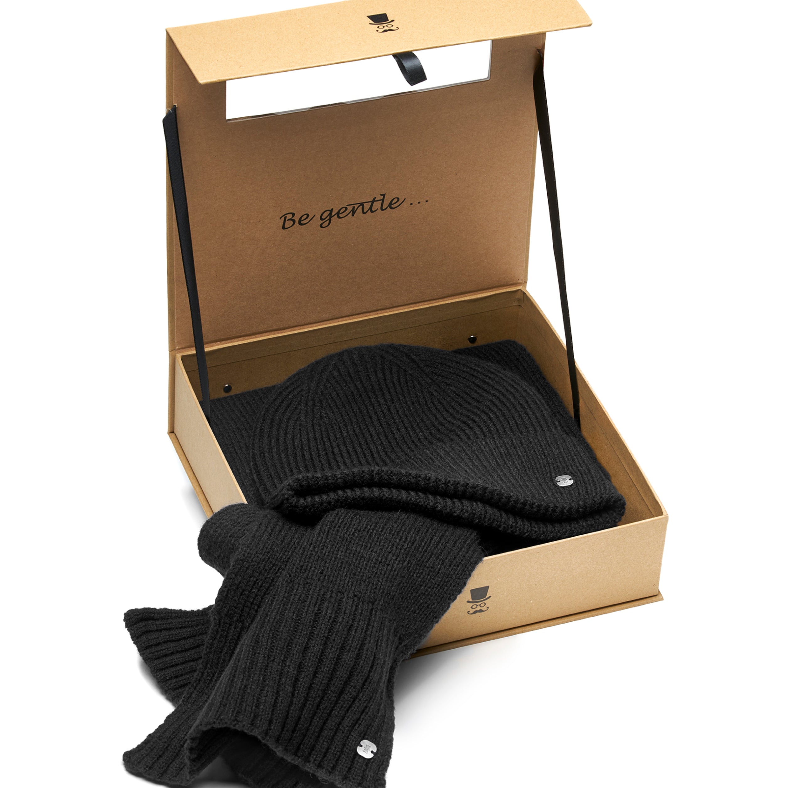 Prince Bowtie Set Schal + Mütze - Box - Schwarz