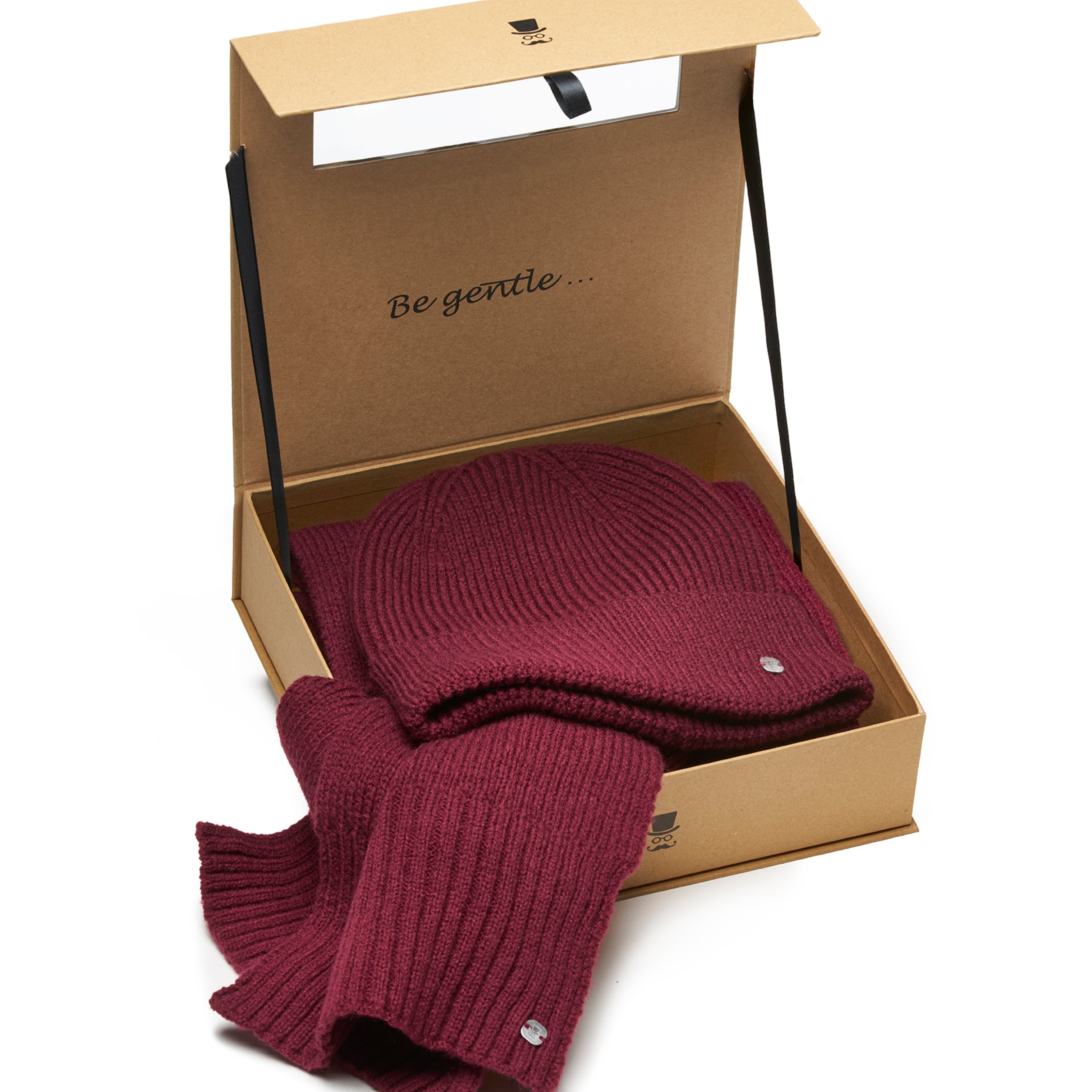 Prince Bowtie Set Schal + Mütze - Box - Rot