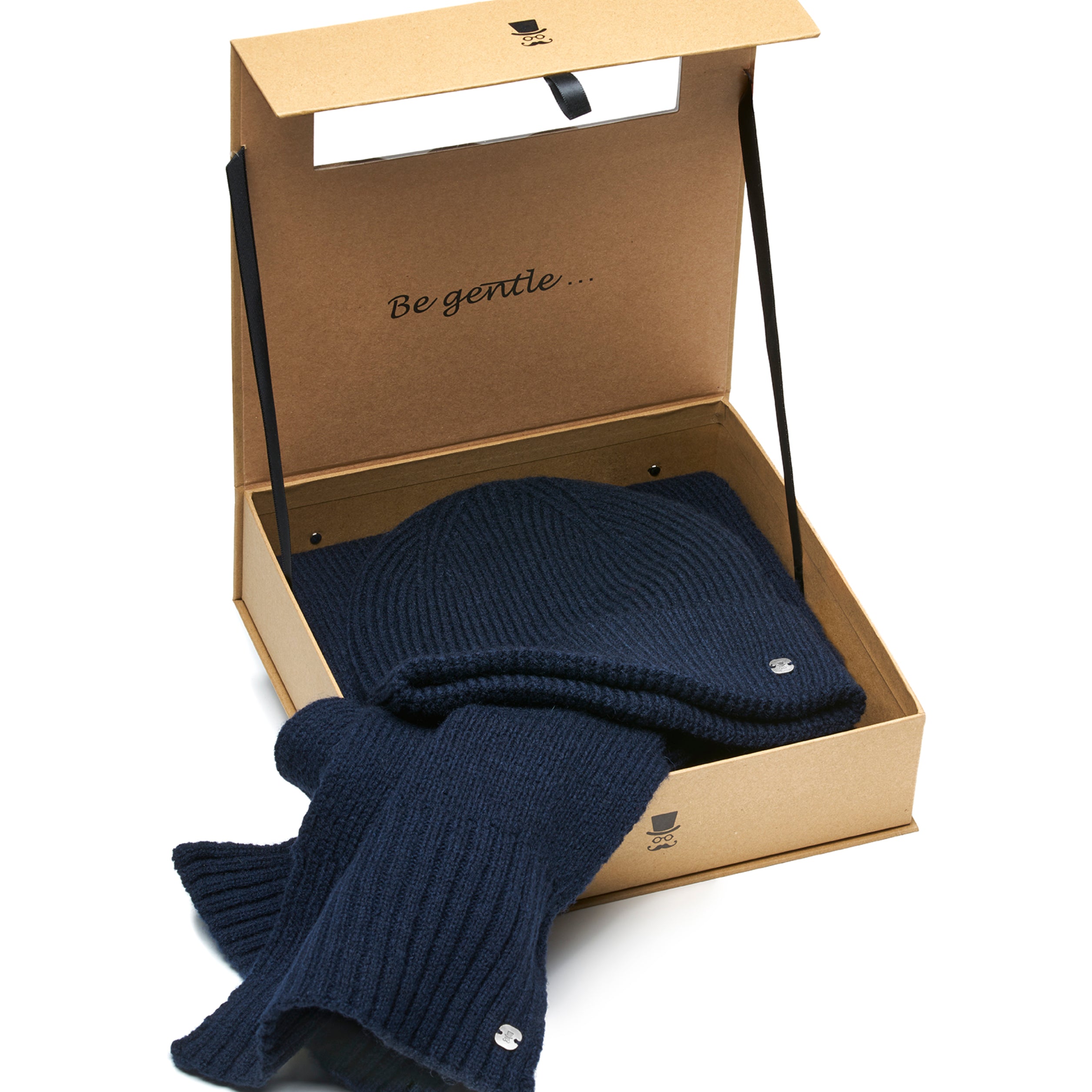 Prince Bowtie Set Schal + Mütze - Box - Marine