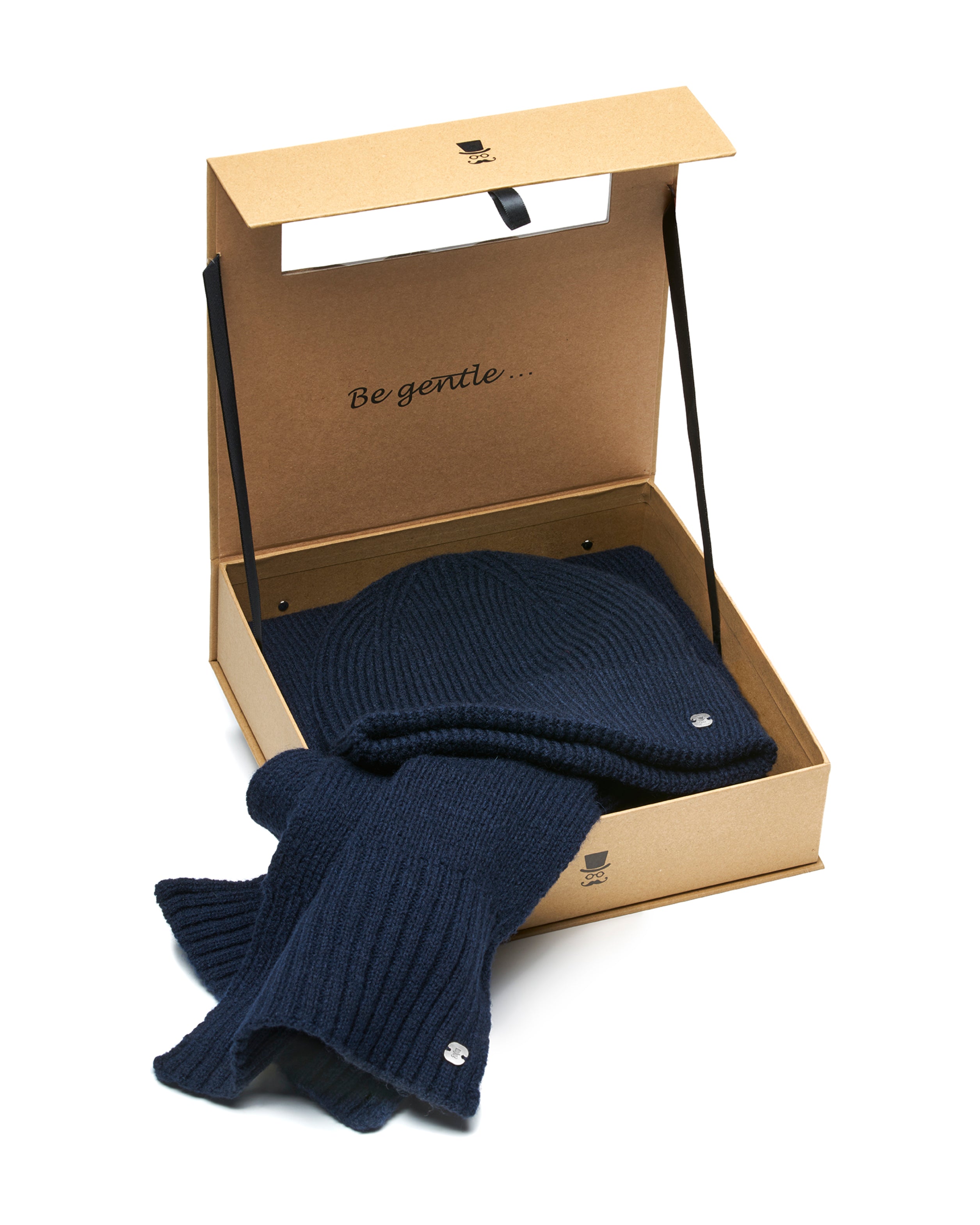 Prince Bowtie Set Schal + Mütze - Box - Marine