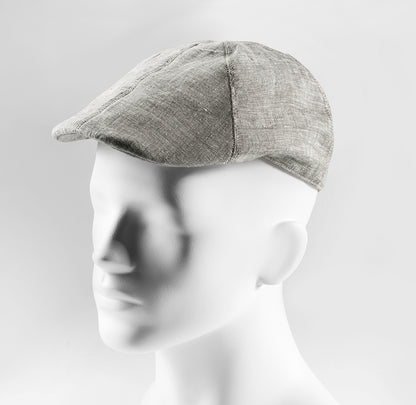 Flat cap in a sporty linen look in sage/green