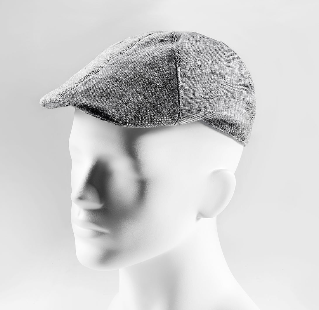 Gray flat cap in a sporty linen look