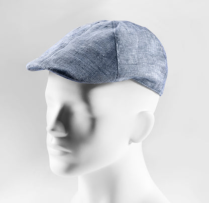 Flat cap in a sporty linen look in blue