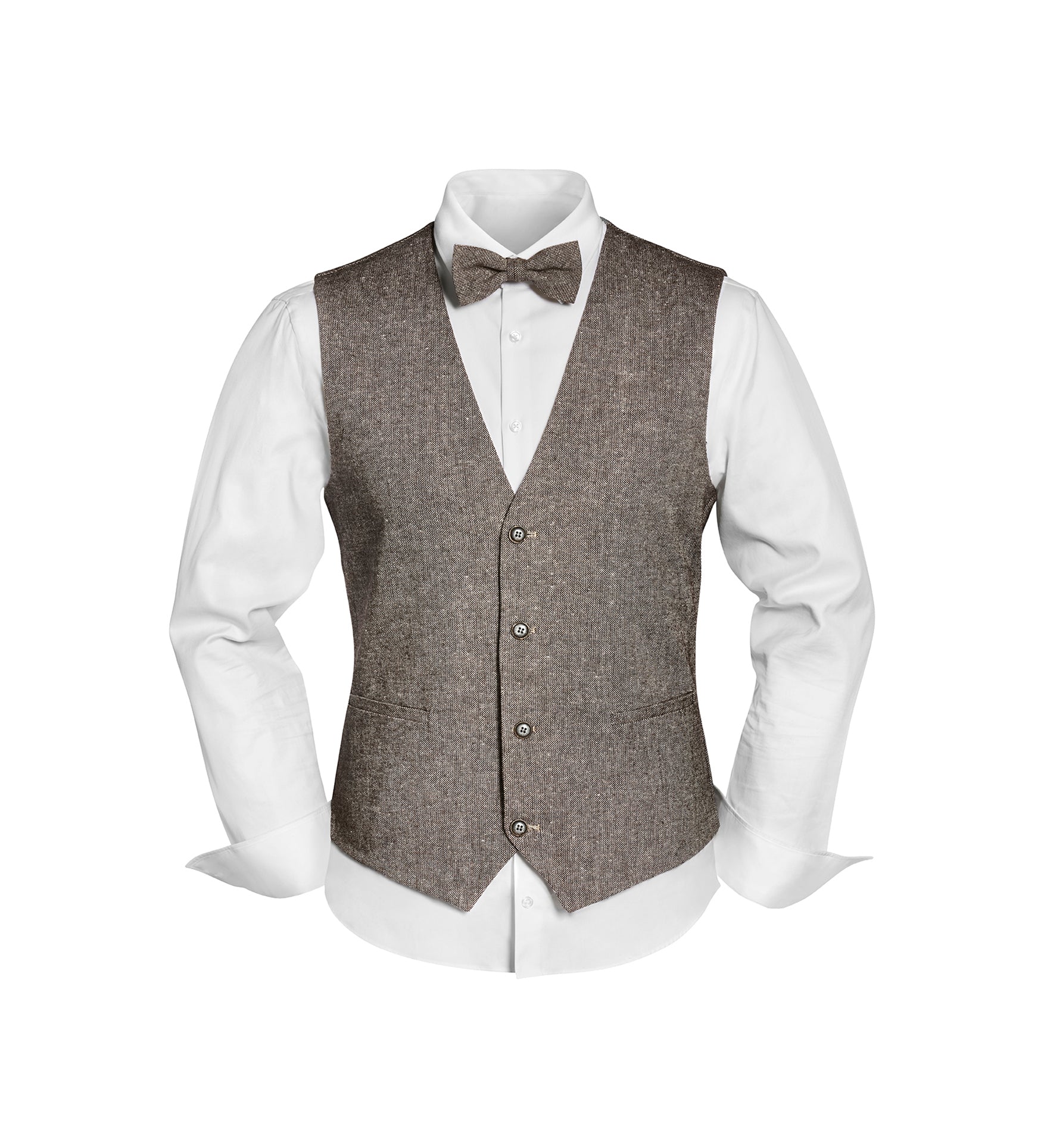 Prince Bowtie Vintage-Outfit inklusive Weste, Fliege & Einstecktuch in Wollmischung