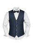 Prince Bowtie Vintage-Outfit inklusive Weste, Fliege & Einstecktuch in Wollmischung - Marine