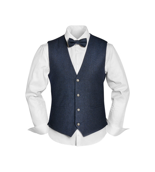 Vintage outfit including waistcoat, bow &amp; handkerchief in wool blend